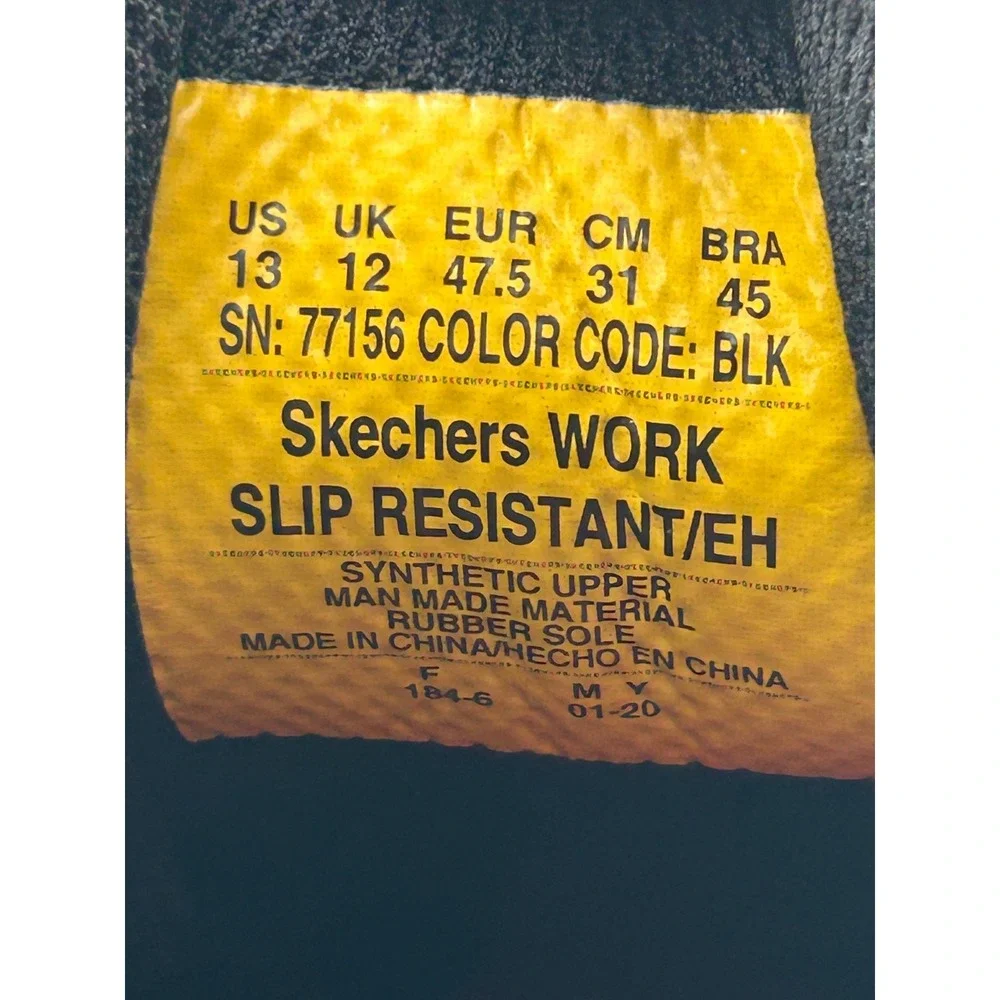 Skechers Work Slip Resistant EH Black‎ Memory Foam Leather Shoes Men US 13